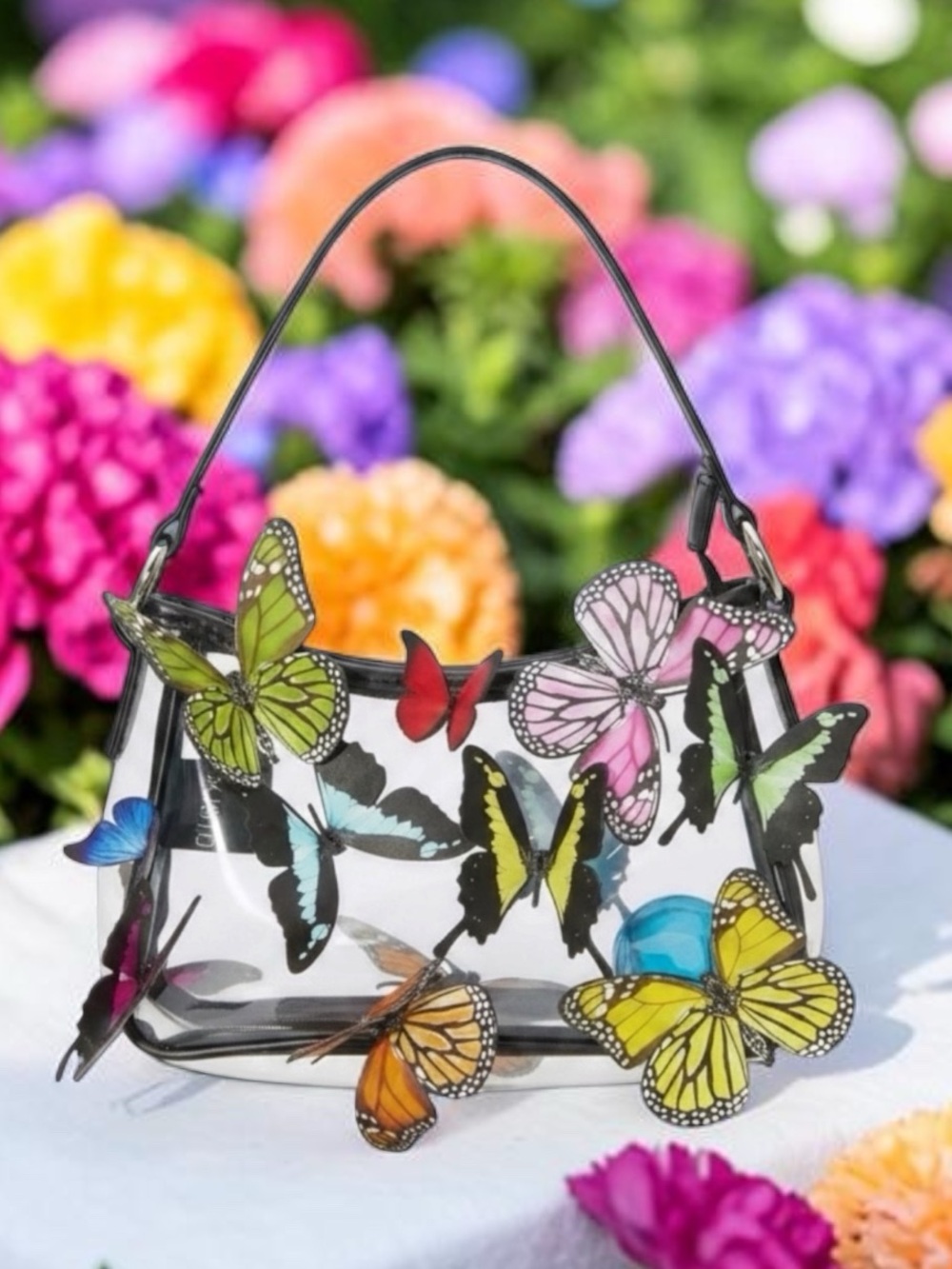Dolls Kill kaleidoscope vision butterfly clear, shoulder bag NWT